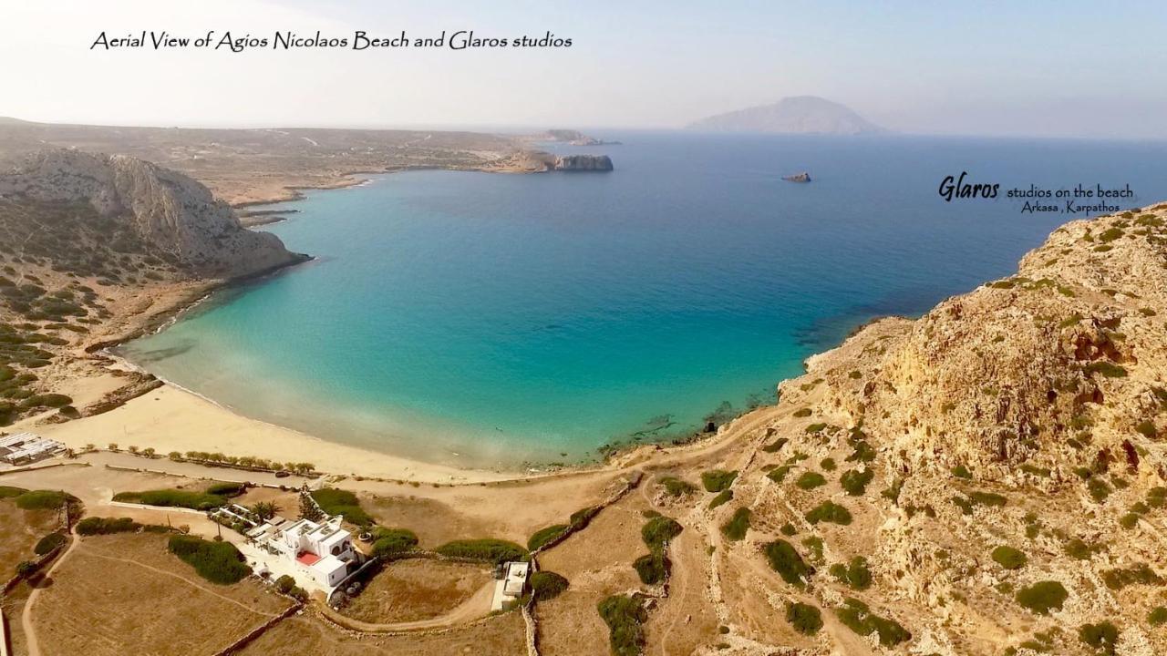 Appartamento Glaros Luxury Studio On The Beach Arkasa Esterno foto
