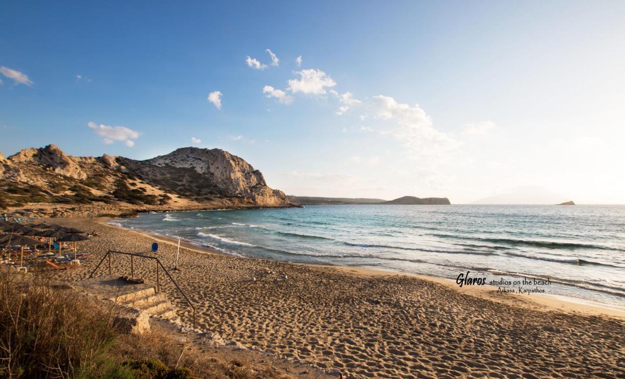 Appartamento Glaros Luxury Studio On The Beach Arkasa Esterno foto