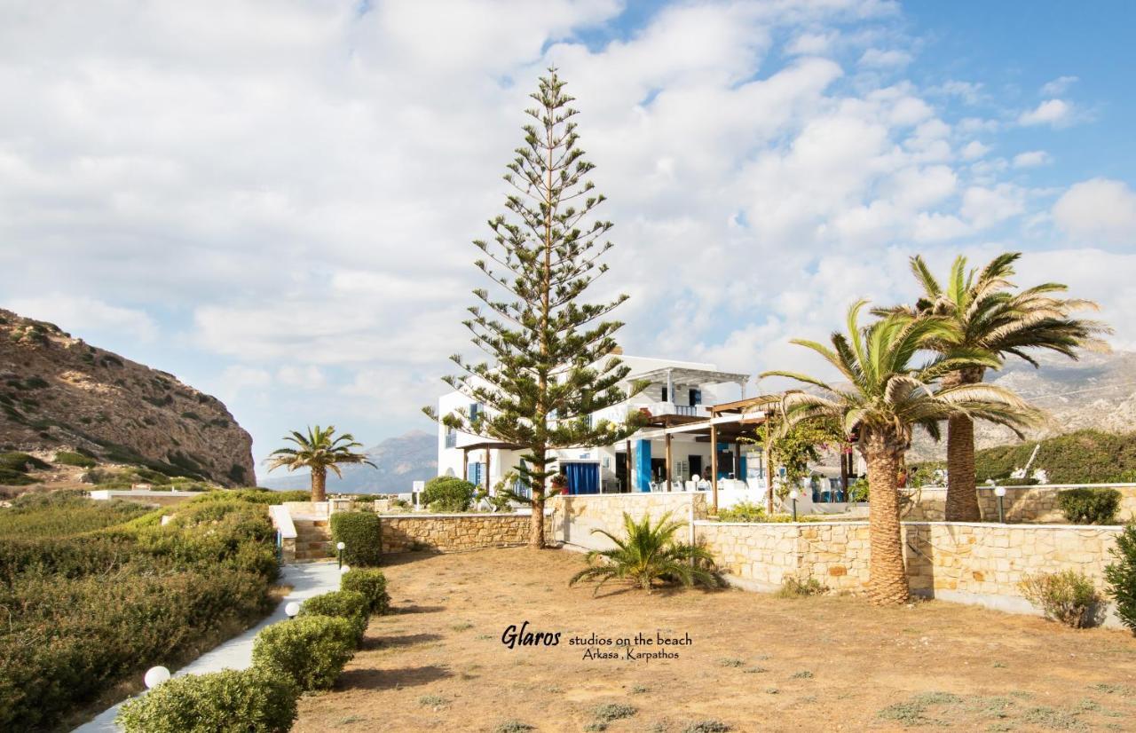 Appartamento Glaros Luxury Studio On The Beach Arkasa Esterno foto