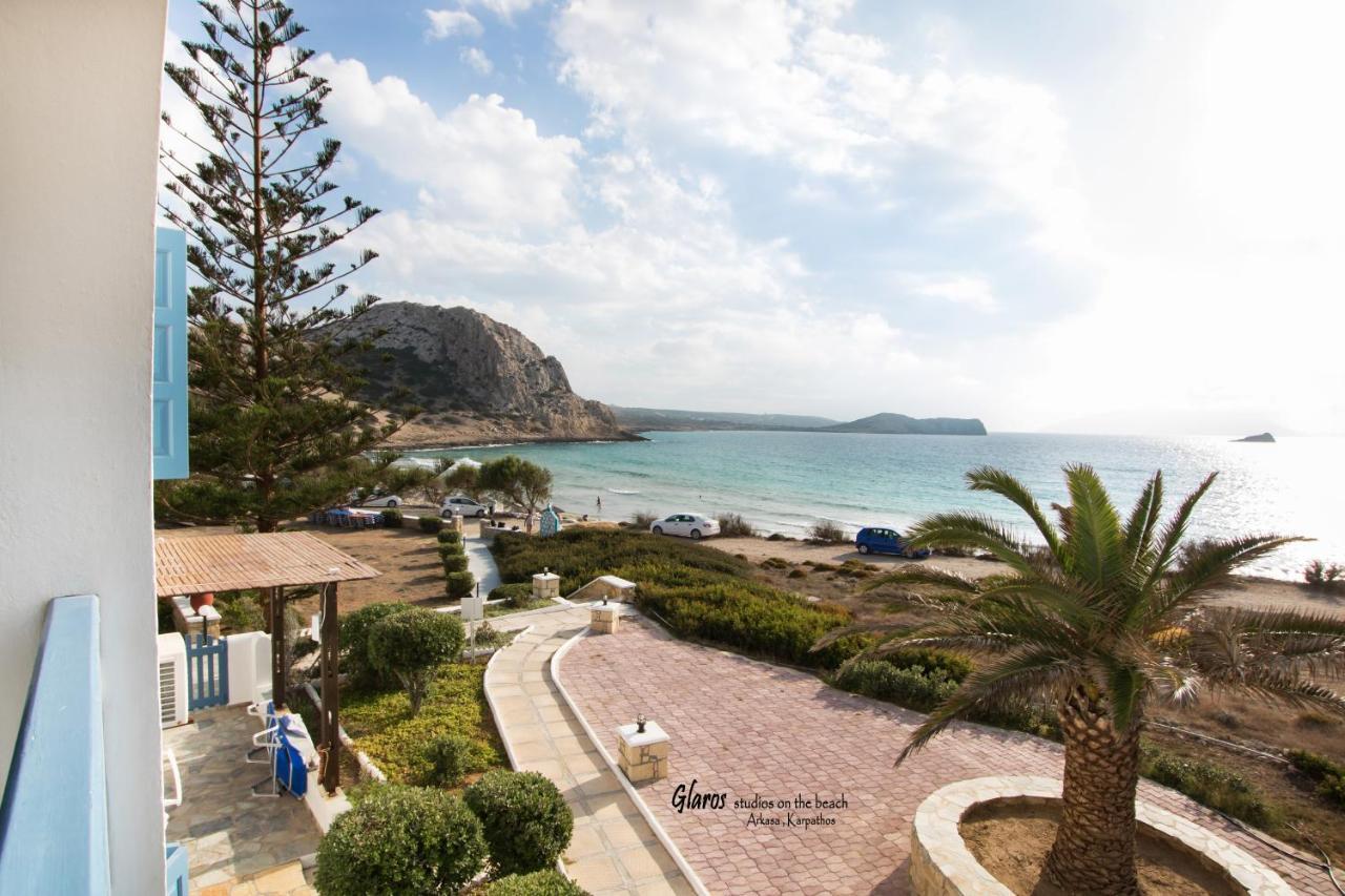 Appartamento Glaros Luxury Studio On The Beach Arkasa Esterno foto