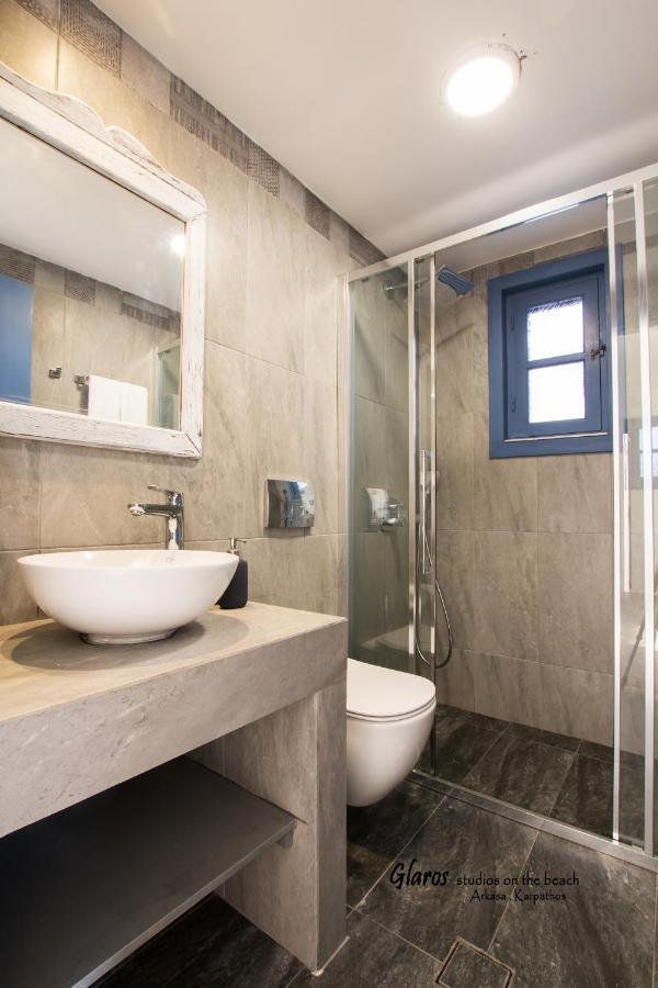 Appartamento Glaros Luxury Studio On The Beach Arkasa Esterno foto