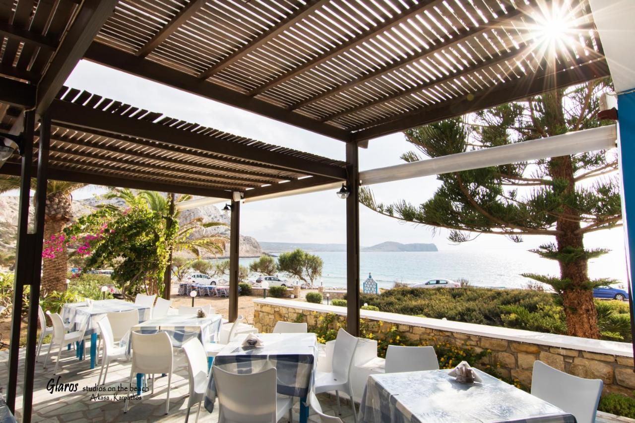 Appartamento Glaros Luxury Studio On The Beach Arkasa Esterno foto