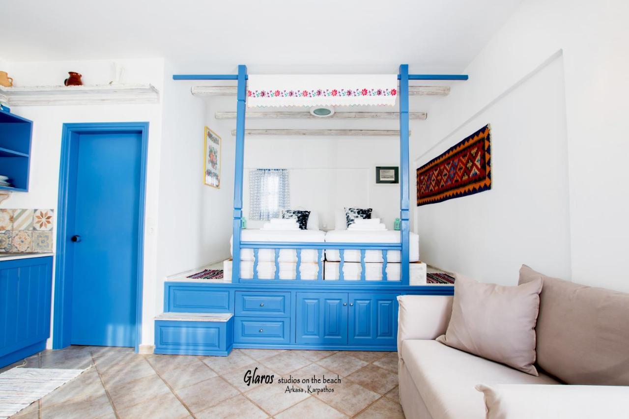 Appartamento Glaros Luxury Studio On The Beach Arkasa Esterno foto